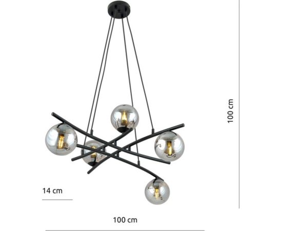 Chandelier EMIBIG ESSA 5 metal black glass graphite 1203/5