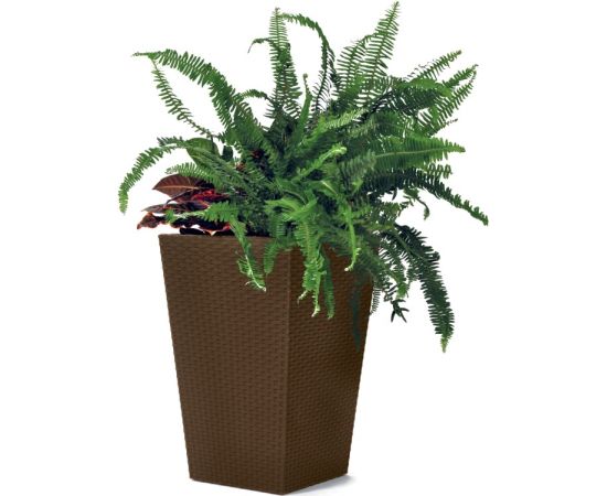 Plastic pot Brown Keter Small Rattan Planter-BRW590 28.5x28.5x43.5 cm