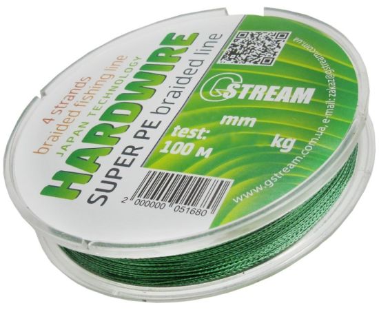 Cord braided 4-strand G.Stream HARDWIRE 100 m 0.12 mm green