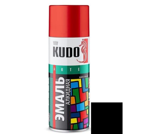 Enamel universal Kudo KU-1002 Ral 9005 black glossy 520 ml