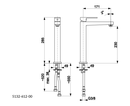 Washbasin faucet KFA Logon black with Click-Clack siphon