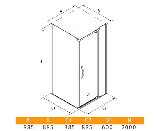 Shower enclosure Erlit ER10109H-C1 90x90x200 cm