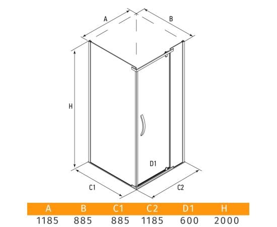 Shower enclosure Erlit ER10112H-C1 120x90x200 cm