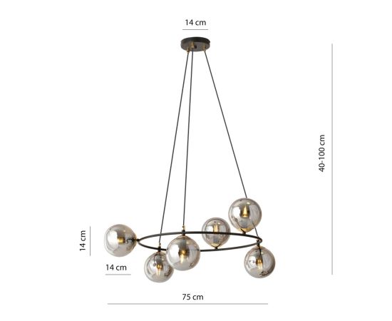 Chandelier EMIBIG AZURA 6 E14 Ø750 h1000 black graphite 1294/6