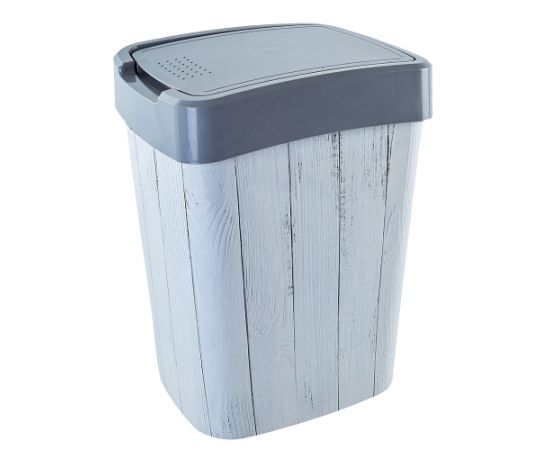 Trash can Aleana "Evro" 18 L with decor, gray