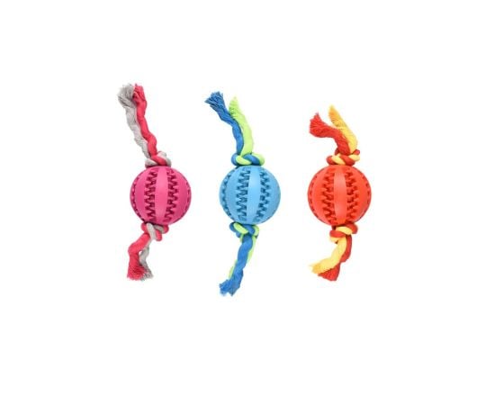 Dog toy Flamingo BALL WITH ROPE 7cm