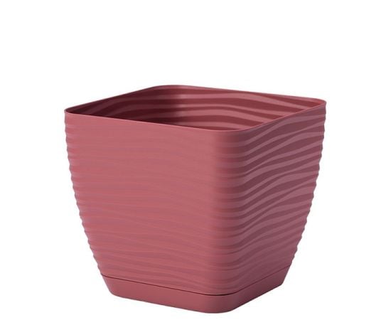 Plastic flower pot with a stand FORM PLASTIC Sahara petit square 3610-057 Ø13 marsala/red