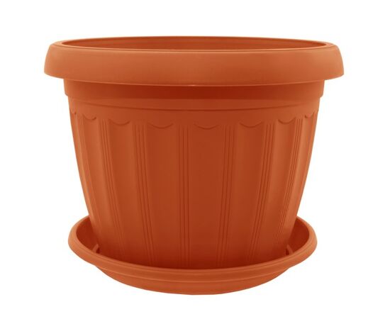 Plastic flower pot with a stand Aleana Terra 12x9 Terracotta