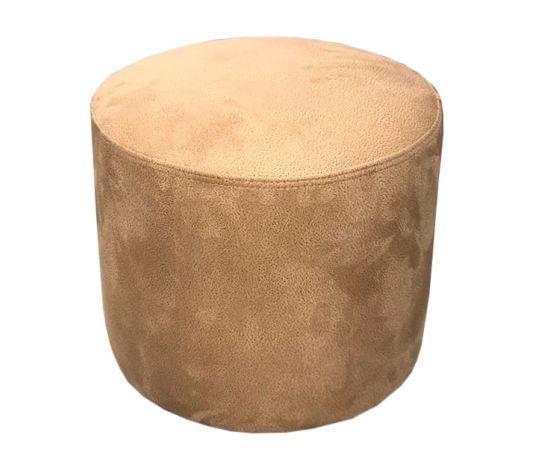 Round pouf alcantara beige-yellow