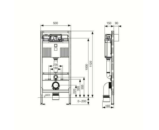 Инсталляция встраиваемая Tece 9300302 H1120 мм