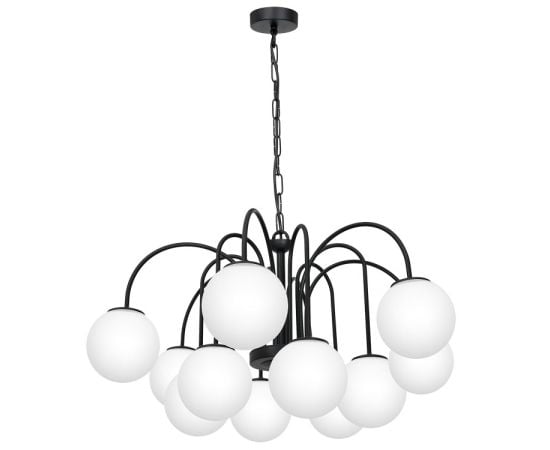 Chandelier Luminex 12 Cambridge metal black glass white 3196