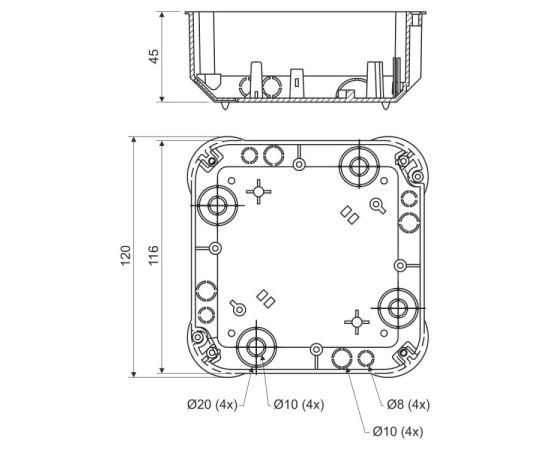 Коробка распределительная Kopos KO 110/L_NA