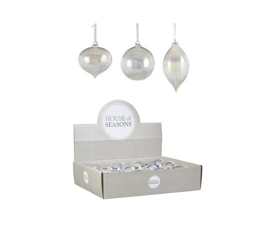 Christmas toy ball glass transparent 3ass 9x8 cm