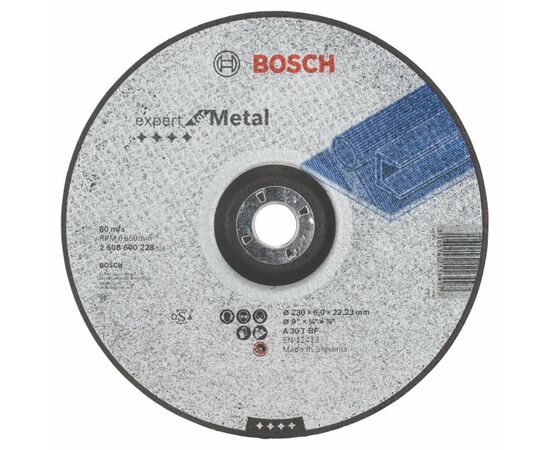 Шлифовальный диск выпуклый по металлу Bosch Expert for Metal 230x6x22.23 мм