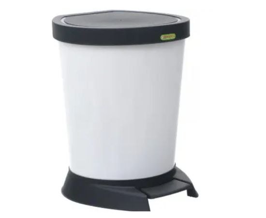 Trash can with pedal Aleana 10 l white