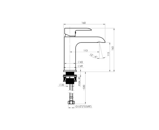 Washbasin faucet Rubineta Ultra 18 N BK black