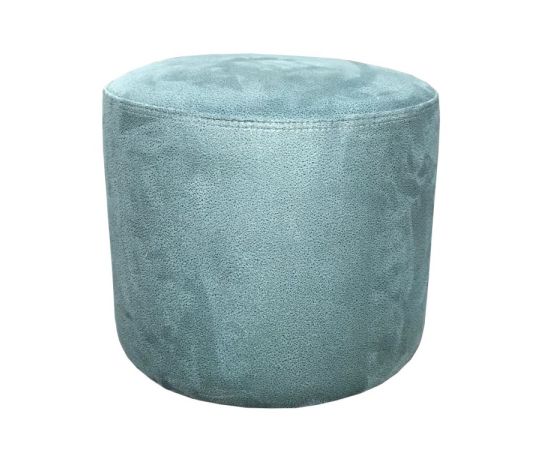 Round pouf alcantara turquoise