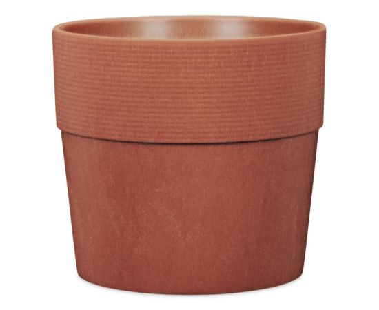 Flower pot plastic outside Scheurich 266/30 GROOVE+ MAHOGANY