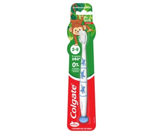 Щетка зубная мягкая 2-9 лет детская Colgate Kids Monkey