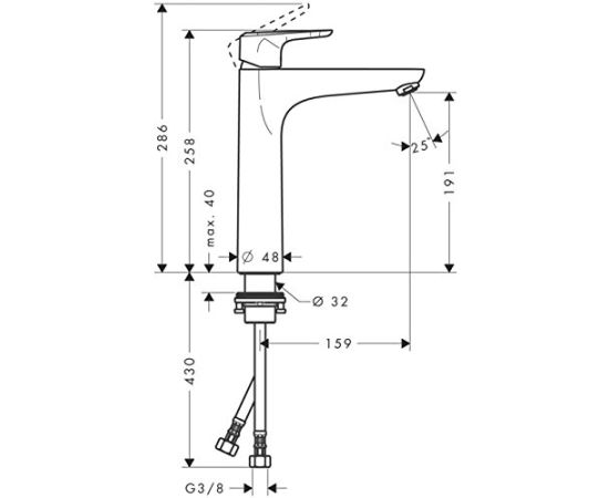 ხელსაბნის შემრევი Hansgrohe Ecos XL 14083000