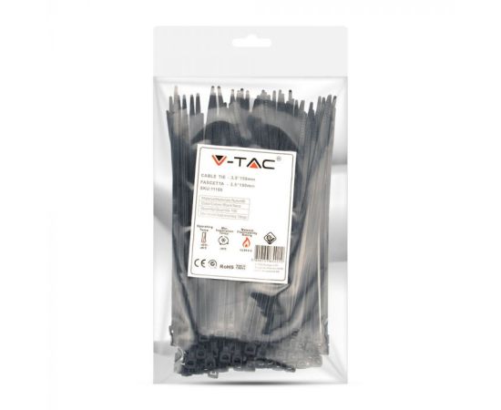 Cable tie V-TAC 3.5 150mm 100pcs black 11166