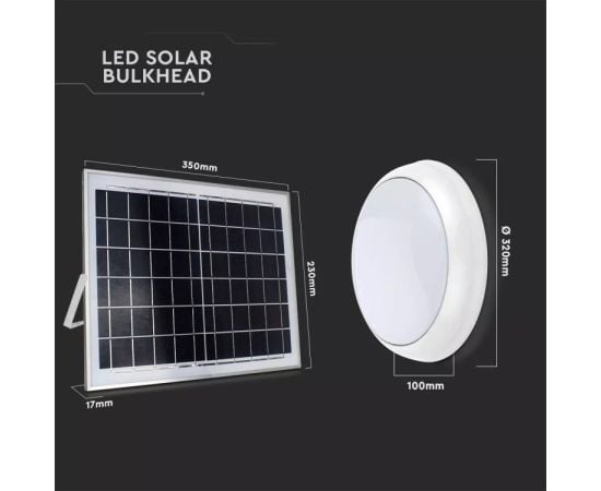 სანათი მზის პანელით და პულტით V-TAC LED Solar 7613 IP65 3in1 15W