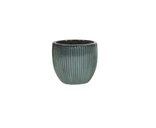 Ceramic pot Mega Collections Portly Egg Rib Moss Green 20x18cm 5l