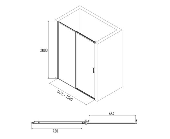 Shower door Alex Baitler AB61C150 150×200 cm