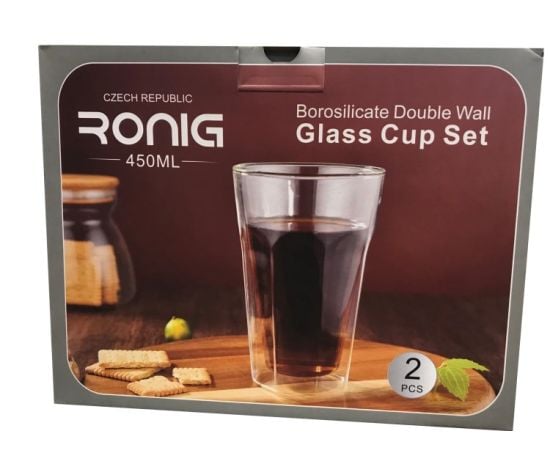 Glass cup RONIG 2 pieces 450ml G-MC17245-T2