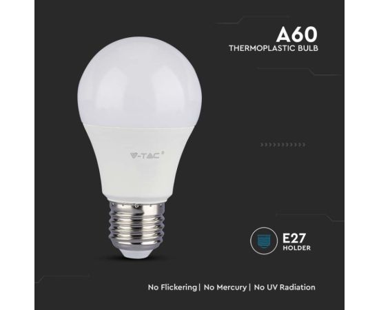 ნათურა LED V-TAC E27 10.5W 217350 A60 3000K