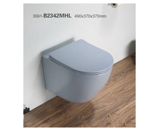 Wall hung toilet Pate B2342MHL Rimless Matt Dusty blue