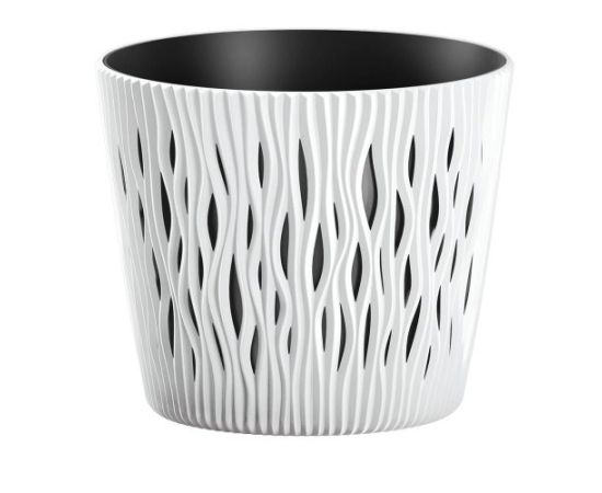 Plastic flower pot DSR190 S449 white