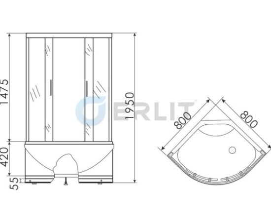 საშხაპე კაბინა Erlit ER0508T-C4 80x80x195 cm