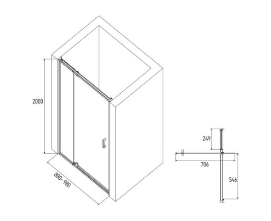 Shower door Alex Baitler AB71C90 90×200 cm