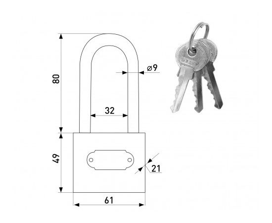 Padlock with long shackle Soller 366-63L 63 mm