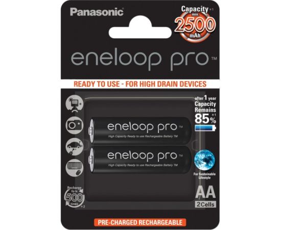 Никель-металлогидридный аккумулятор Panasonic eneloop Pro AA 2500mAh 2 шт.