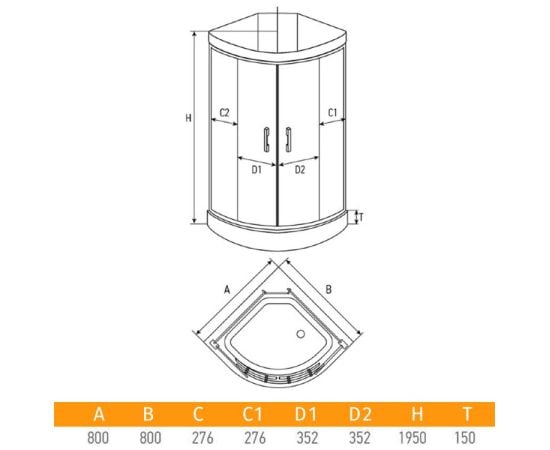 Shower cabin Erlit ER0508-C4 80x80x195 cm