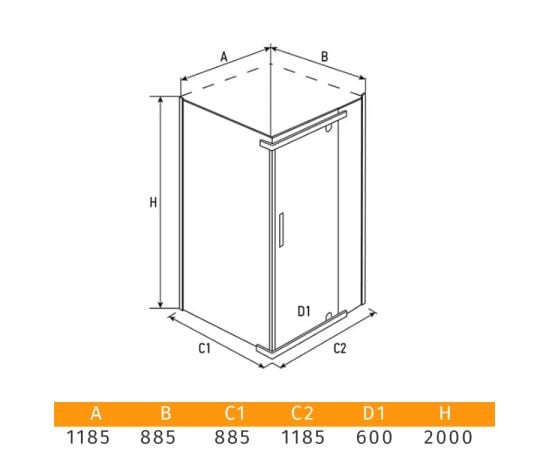 Shower enclosure Erlit ER10112H-C4 120x90x200 cm