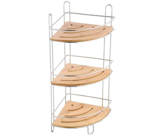 Bathroom shelf 3-d MSV Bamboo Chrome