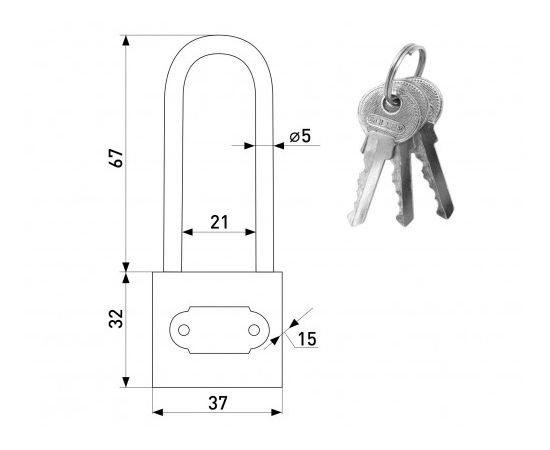 Padlock with long shackle Soller 364-38L 38mm