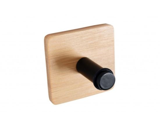 Towel hook selfadhesive Bisk Plain black bamb