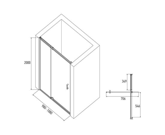 Shower door Alex Baitler AB74B100 100×200 cm darkened