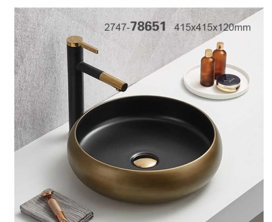 Washbasin Pate Round 78651 Matt Copper black