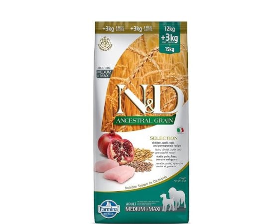 Dog food Farmina N&D Ancestral Grain Adult Medium&Max chicken and pomegranate 15 kg