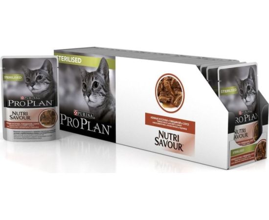 Catfood for sterilized cats beef in sauce Pro Plan 85 g