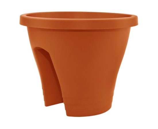 Plastic flower pot with fastening on the railing Aleana Jeneva terracotta 29 cm