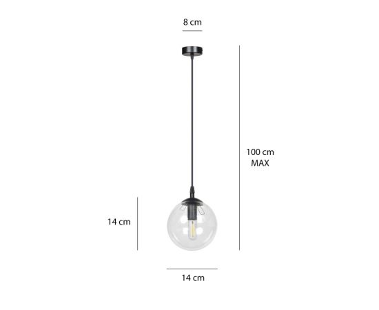 Pendant EMIBIG Cosmo 1 E14 1x MAX 40W black honey