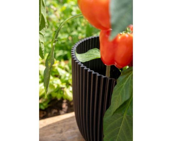 Flower pot Capi Europe Planter Ball Groove textile 16,5x15cm black