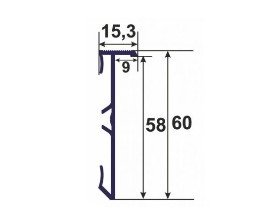 Aluminum plinth PROFIL CENTER Best Deal 15.3x60x2500 mm MDF 58 mm insert silver