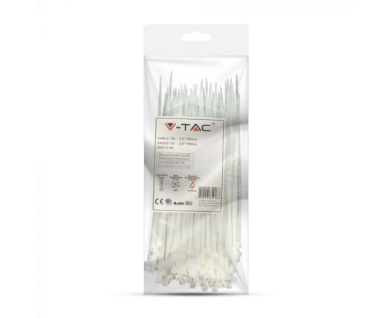 Tie V-TAC 2.5 150mm 100pcs white 11161